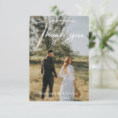 Minimalist Elegant Photo Wedding Thank You Note Dankeskarte (Stehend Vorderseite)