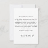 Minimalist Elegant Photo Wedding Thank You Note Dankeskarte (Rückseite)
