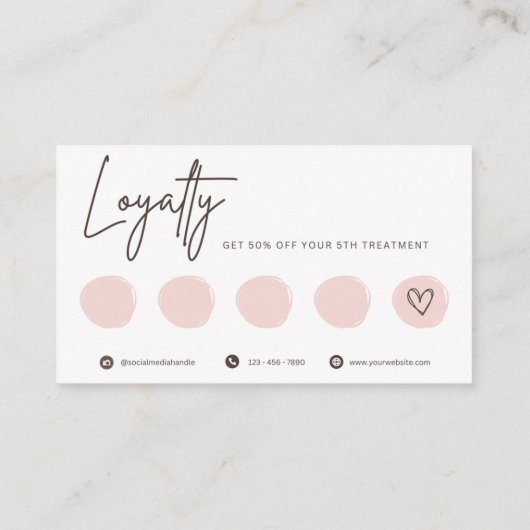 Minimalist Elegant Pink Brush Script Loyalty Card Treuekarte (Rückseite)
