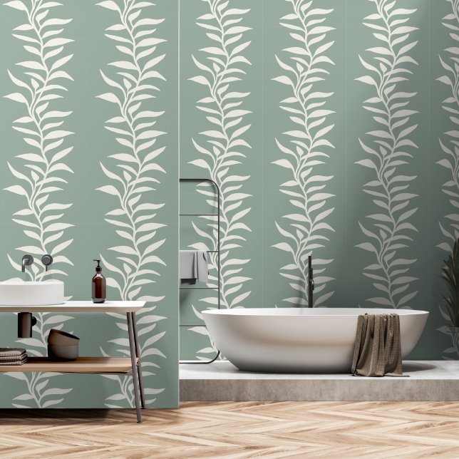 Minimalist Elegant Plant Silhouette in Flow Tapete (Badezimmer)