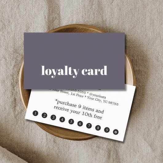 Minimalist Elegant Purple White Shop Treuekarte