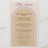Minimalist Elegant Sand Beige Bogen Hochzeitsmenü (Vorderseite)
