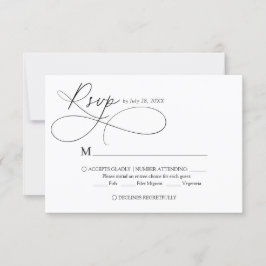 Minimalist Elegant Script Calligraphy Wedding RSVP Karte