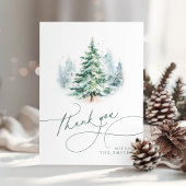 Minimalist Elegant Script Christmas Tree Thank You Dankeskarte