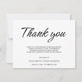 Minimalist Elegant Script Funeral Thank You Card RSVP Karte