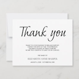 Minimalist Elegant Script Funeral Thank You Card RSVP Karte