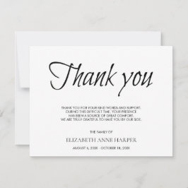 Minimalist Elegant Script Funeral Thank You Card RSVP Karte