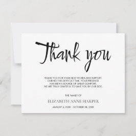 Minimalist Elegant Script Funeral Thank You Card RSVP Karte