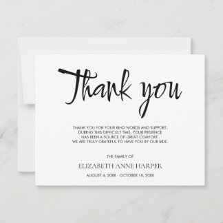 Minimalist Elegant Script Funeral Thank You Card RSVP Karte