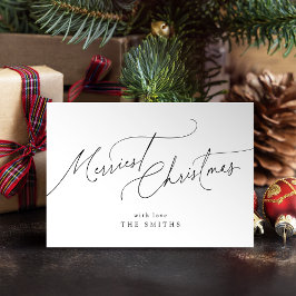 Minimalist Elegant Script Merriest Christmas Feiertagskarte