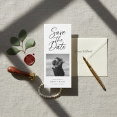 Minimalist Elegant Script Photo Wedding Bookmark Save The Date