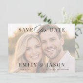 Minimalist Elegant Script Save the Date Card (Stehend Vorderseite)