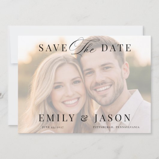 Minimalist Elegant Script Save the Date Card (Vorderseite)
