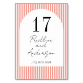 Minimalist Elegant Tangerine Striped Tischnummer (Rückseite)