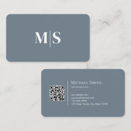 Minimalist Elegant Teal Green Initials QR Code Visitenkarte