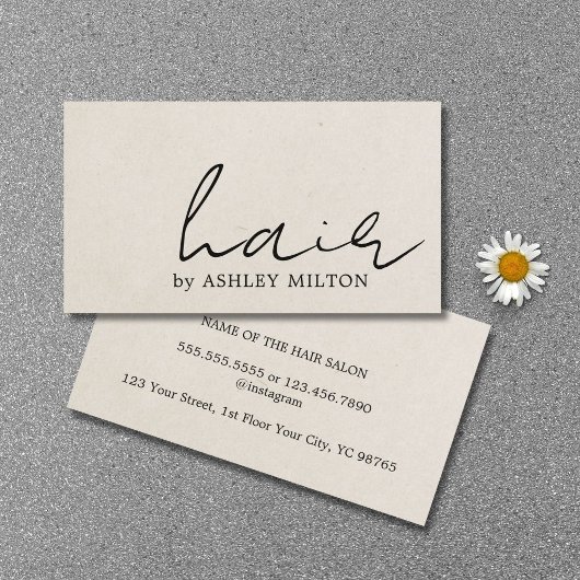 Minimalist Elegant Texture Beige Hairstylist Visitenkarte