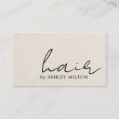 Minimalist Elegant Texture Beige Hairstylist Visitenkarte (Vorderseite)