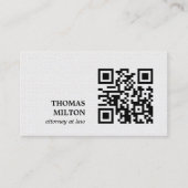 Minimalist Elegant Texture White Black QR Code Visitenkarte (Vorderseite)