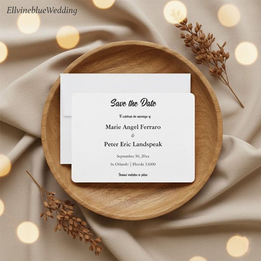 Minimalist Elegant Typography Black & White Save The Date