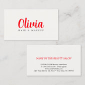 Minimalist Elegant Warm White Red Bold Beauty Visitenkarte (Vorne/Hinten)