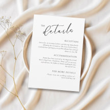 Minimalist Elegant wedding Details Enclosure Card