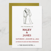 Minimalist Elegant Wedding Einladung (Vorne/Hinten)