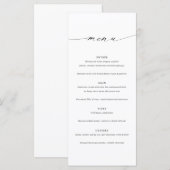 Minimalist Elegant Wedding Menu Card Menükarte (Vorne/Hinten)