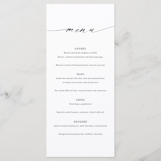 Minimalist Elegant Wedding Menu Card Menükarte (Vorderseite)