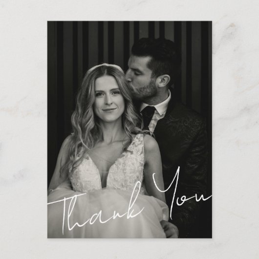 Minimalist Elegant Wedding Photo Custom Thank You Postkarte (Vorderseite)