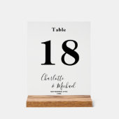 Minimalist Elegant Wedding Table Number Acrylschild (Vorderseite)