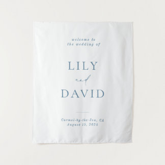 Minimalist Elegant Welcome Wedding  Tapestry Wandteppich