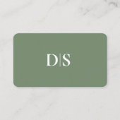 Minimalist Elegant White on Muted Green Initials Visitenkarte (Vorderseite)