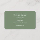 Minimalist Elegant White on Muted Green Initials Visitenkarte (Rückseite)
