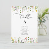 Minimalist elegant Wildflower Seating Chart card Einladung (Stehend Vorderseite)