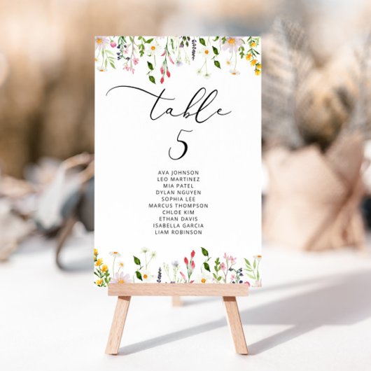 Minimalist elegant Wildflower Seating Chart card Einladung