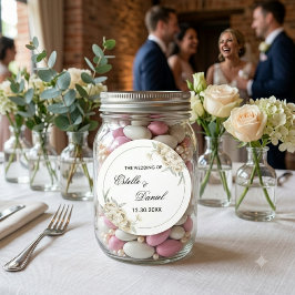 Minimalist Eleganter Floraler Hochzeitskreis Aufkl Runder Aufkleber
