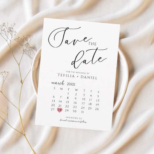 Minimalist Eleganter Save-The-Date-Kalender  Einladung