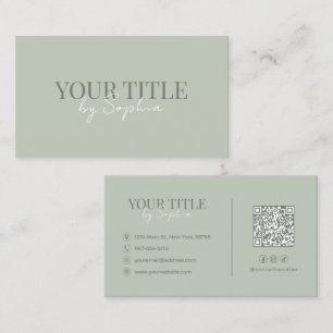 Minimalist Elegantes Modernes Salbeigrün QR-Code Visitenkarte