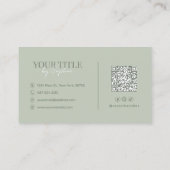 Minimalist Elegantes Modernes Salbeigrün QR-Code Visitenkarte (Rückseite)