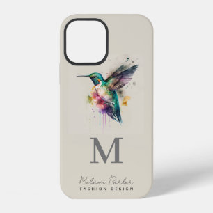 Minimalist Elegantes Monogramm Kolibri Foto Name iPhone 12 Hülle