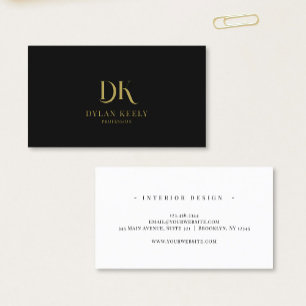 Minimalist Elegantes Monogramm Modern Schwarz Gold Visitenkarte