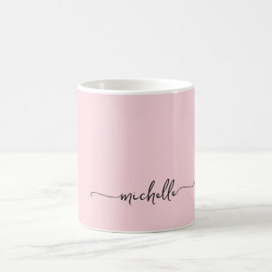 Minimalist Elegantes Rosa Monogramm-Namensschriftz Kaffeetasse