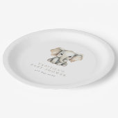 Minimalist Elephant Little Peanut Baby Shower Pappteller (Schrägansicht)