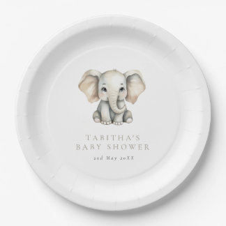 Minimalist Elephant Little Peanut Baby Shower Pappteller