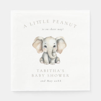 Minimalist Elephant Little Peanut Baby Shower Serviette