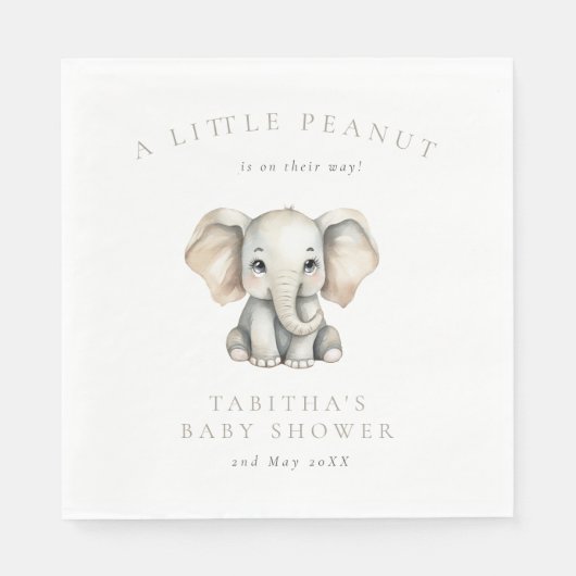 Minimalist Elephant Little Peanut Baby Shower Serviette (Vorderseite)