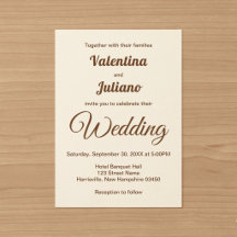 Minimalist Elfenbein mit brauner Text Hochzeit