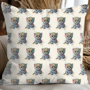 Minimalist Elfenbein Wasserfarben Leoparden Muster Kissen