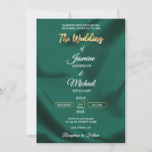 Minimalist Emerald and Gold Foil Script Wedding Einladung (Vorderseite)