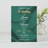 Minimalist Emerald and Gold Foil Script Wedding Einladung (Stehend Vorderseite)